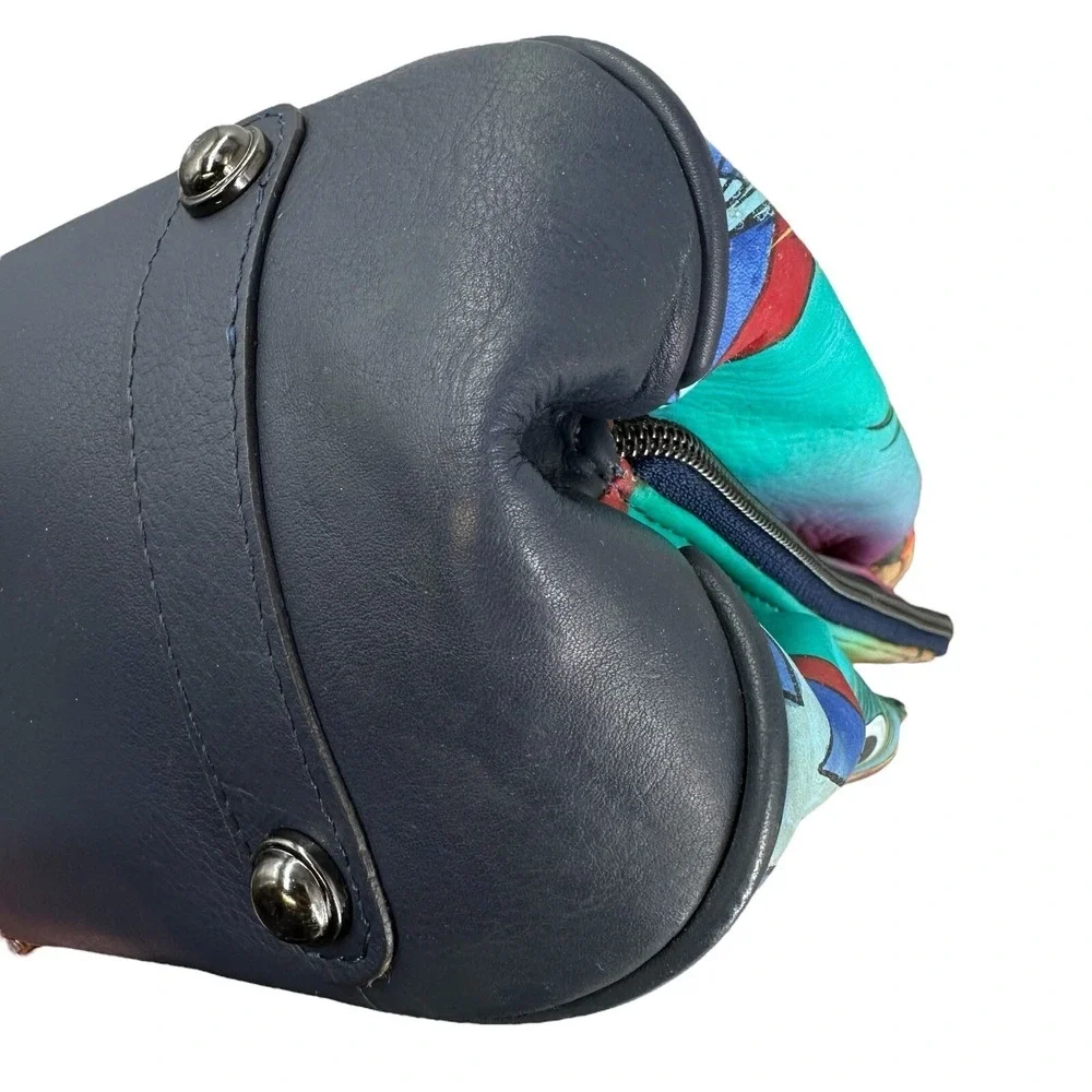 Sharif Hand‎ Painted Genuine Leather Art Deco Handbag & Matching Makeup Pouch